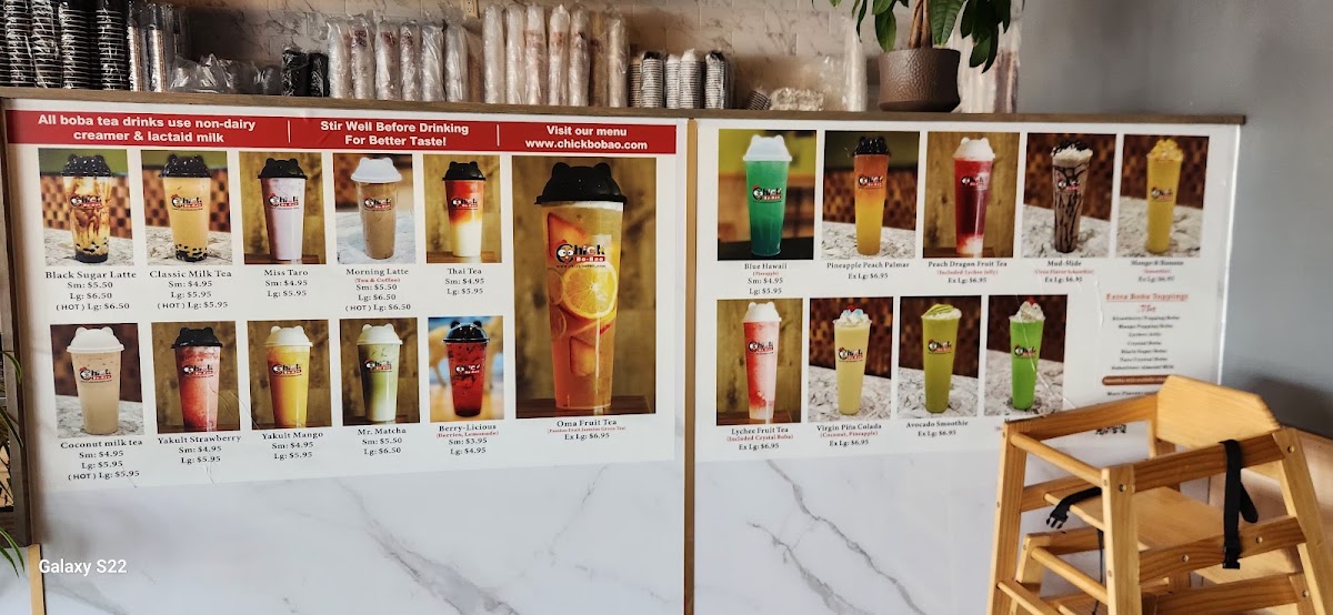 Chick Bo Bao menu board