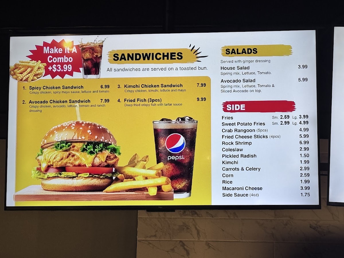 Chick Bo Bao menu board