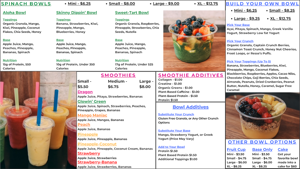 Hometown Bowls menu board