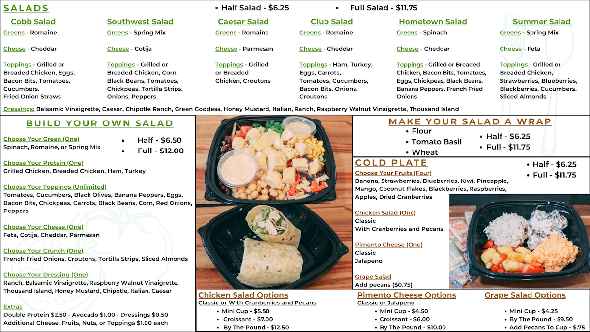 Hometown Bowls menu board