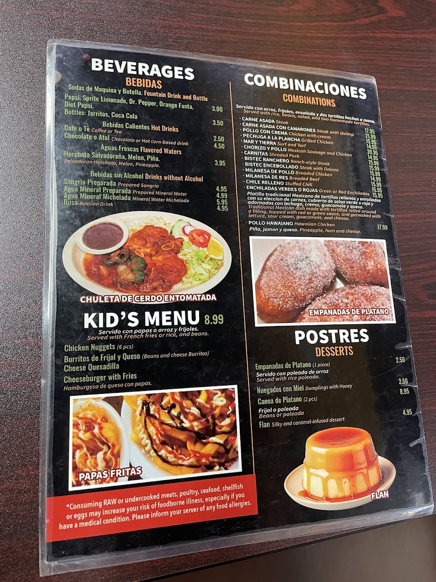 La Milpita Restaurante LLC menu board