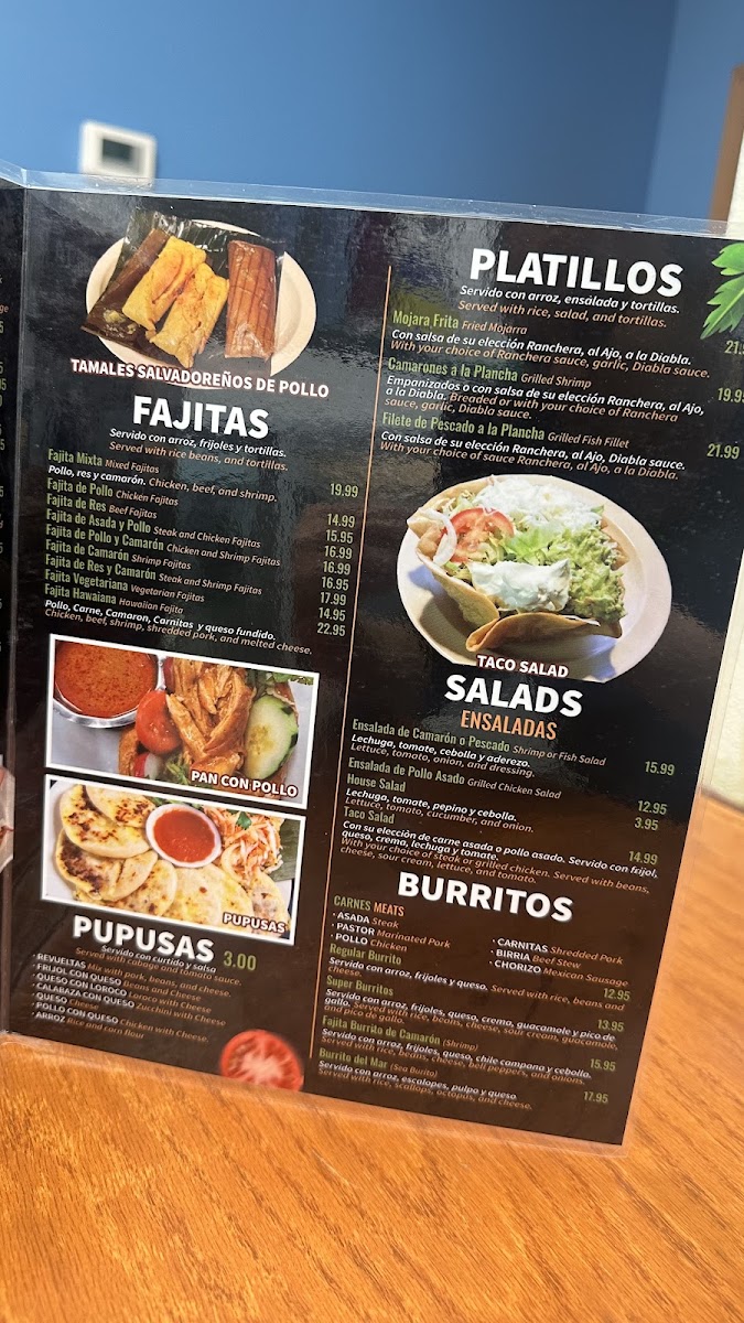 La Milpita Restaurante LLC menu board