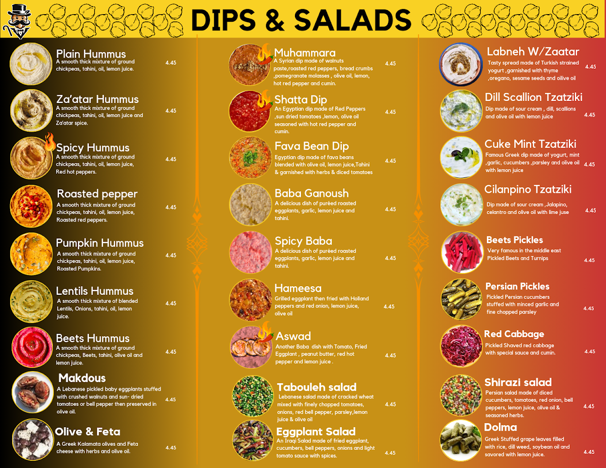 Mr. Chickpea menu board