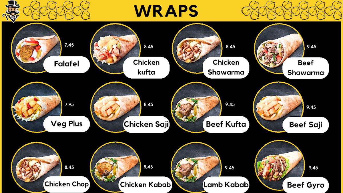 Mr. Chickpea menu board