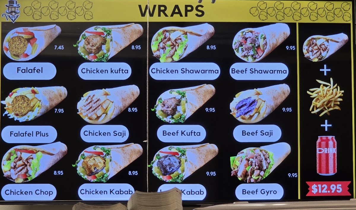 Mr. Chickpea menu board