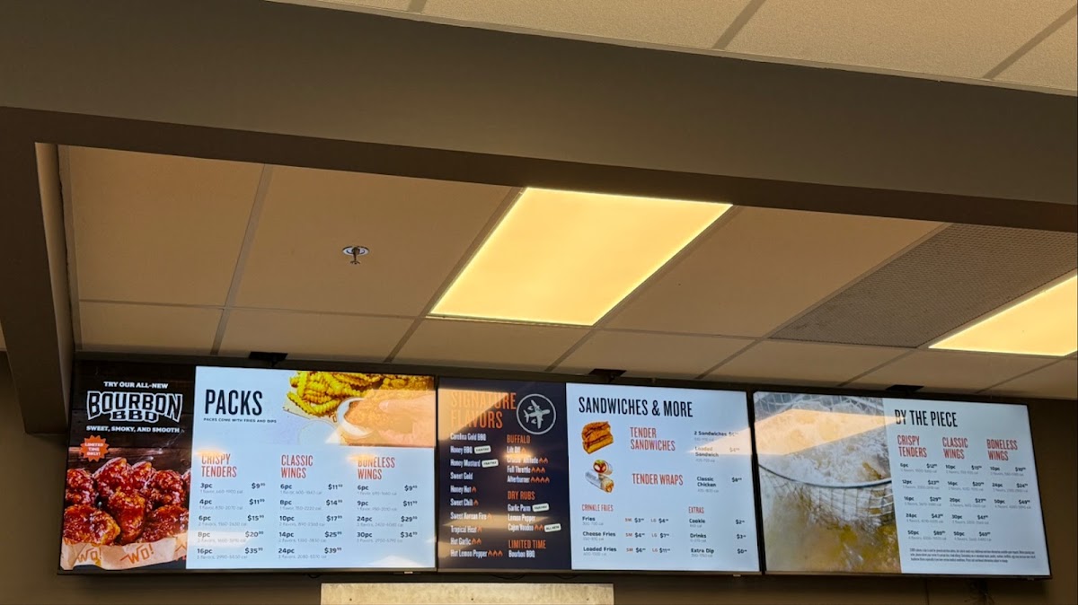 Wings Over Burlington menu board