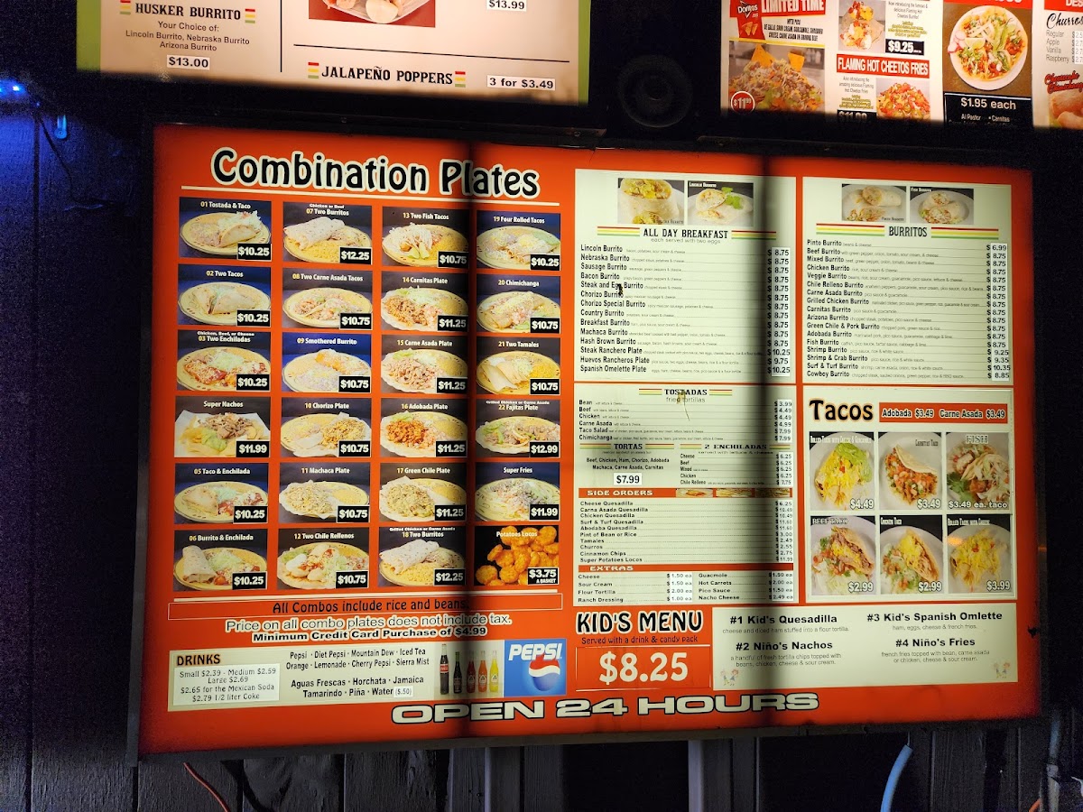 D'Leon's Mexican Food menu board