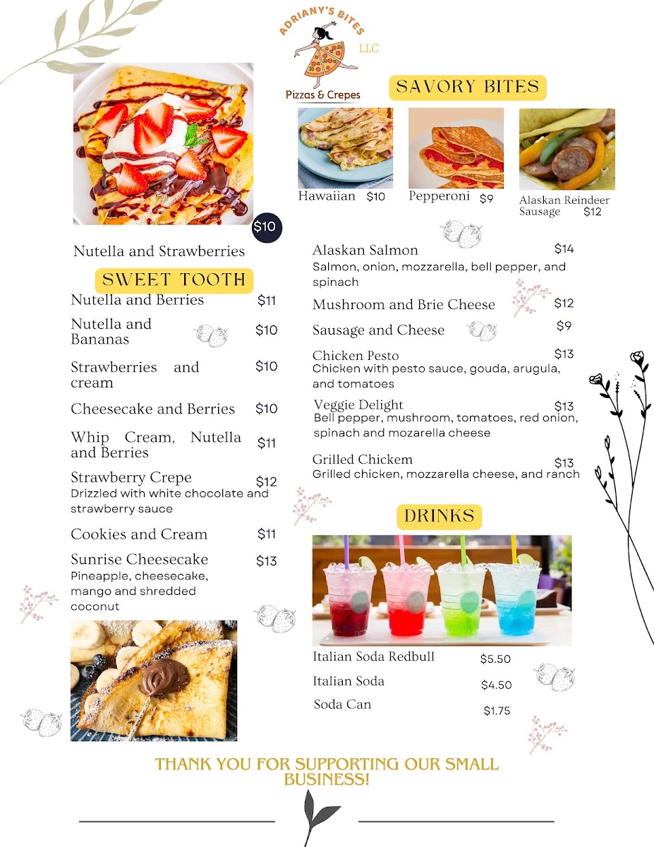 ADRIANY'S BITES menu board