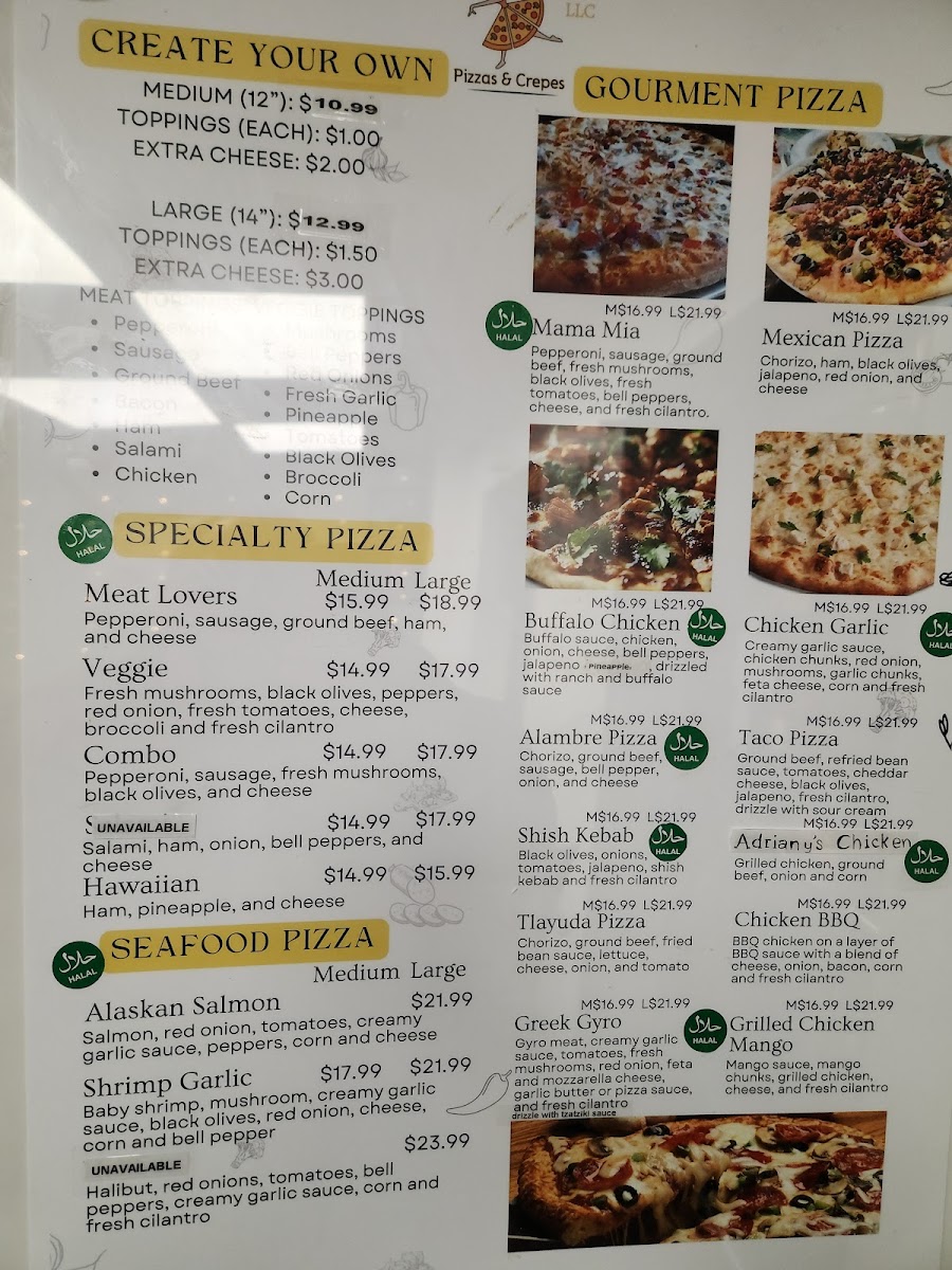 ADRIANY'S BITES menu board