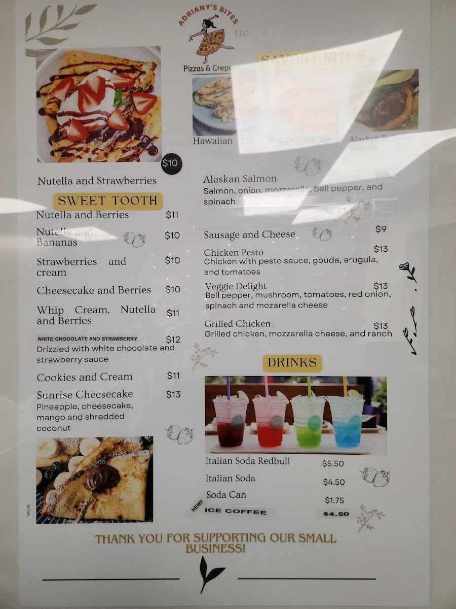 ADRIANY'S BITES menu board