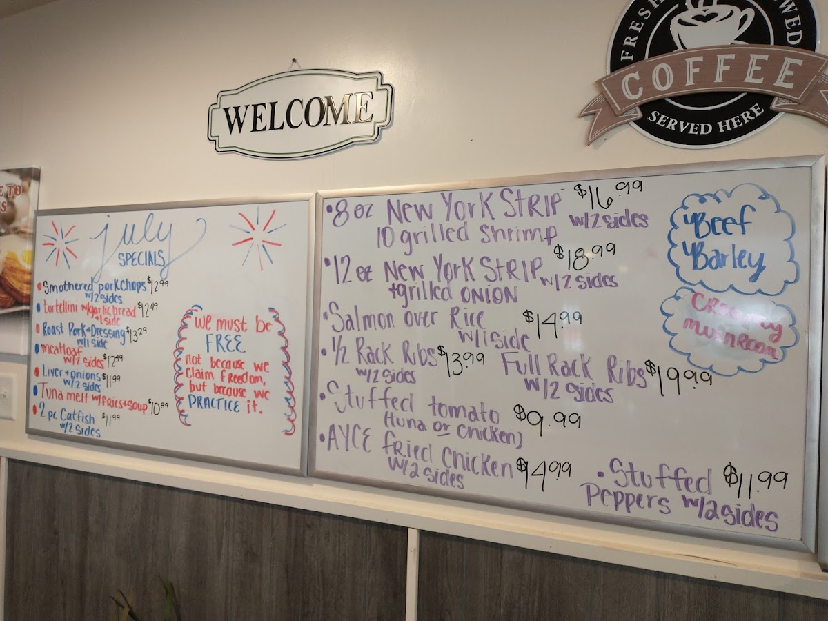 Flora's Diner menu board