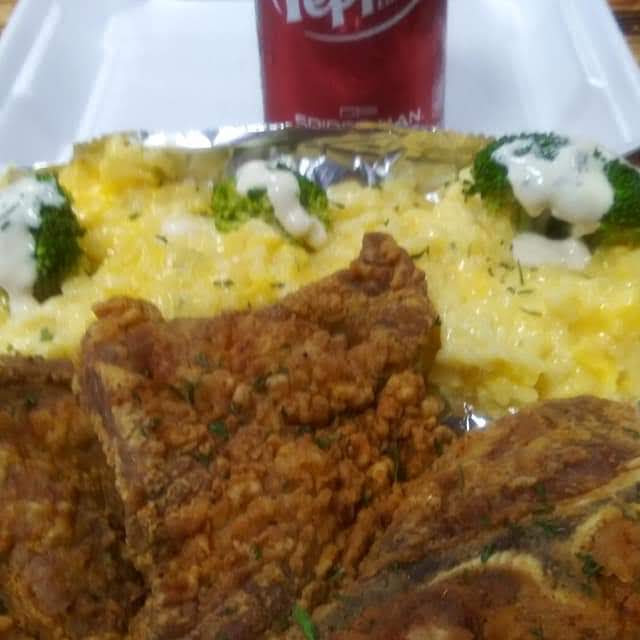 Cheesey Rice with Deep Cried Porksteak