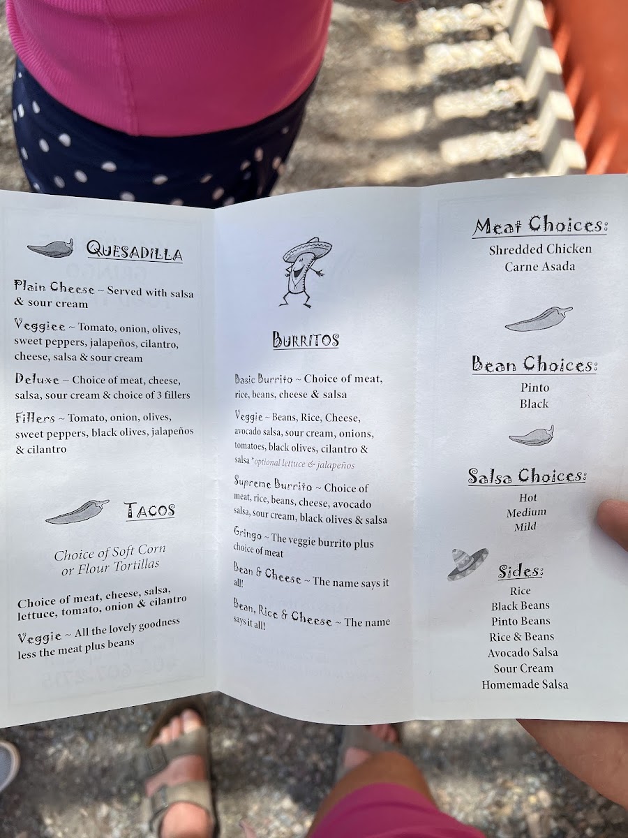 Wandering Gringo Cafe menu board