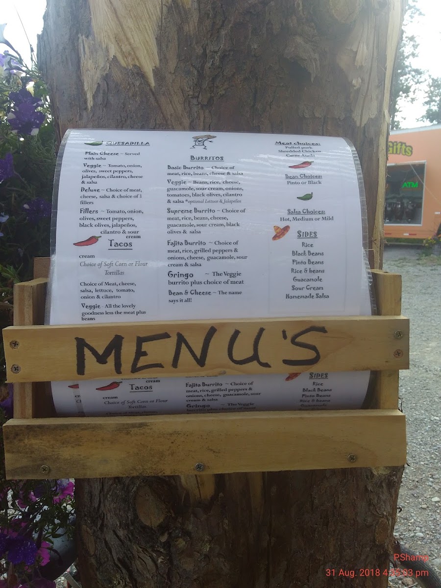 Wandering Gringo Cafe menu board