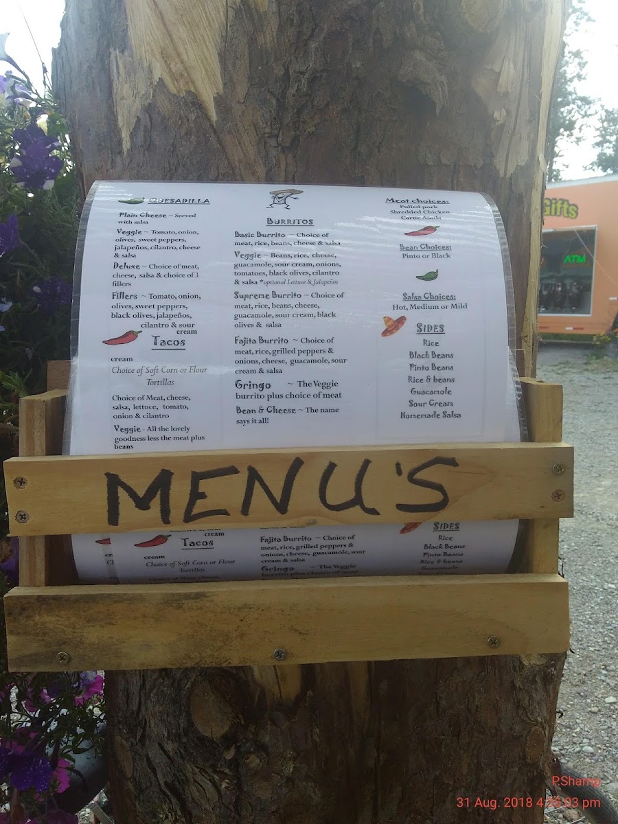 Wandering Gringo Cafe menu board