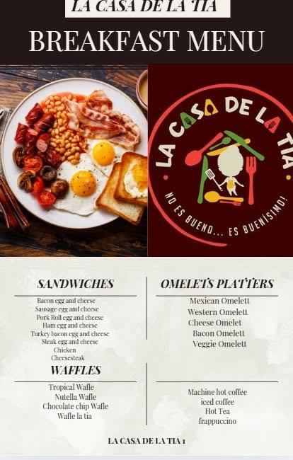 La Casa De La Tia menu board