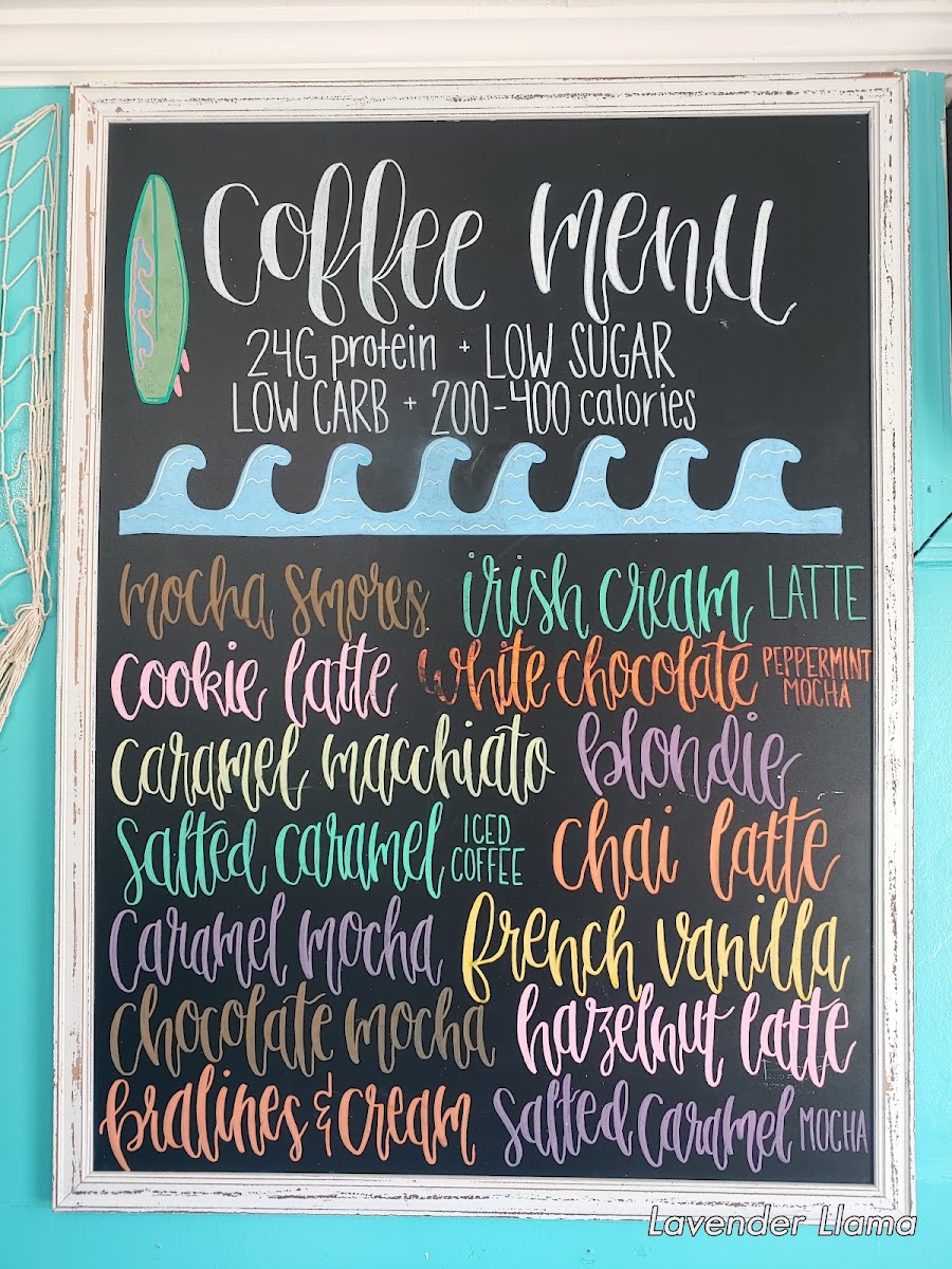 Island Time Nutrition menu board