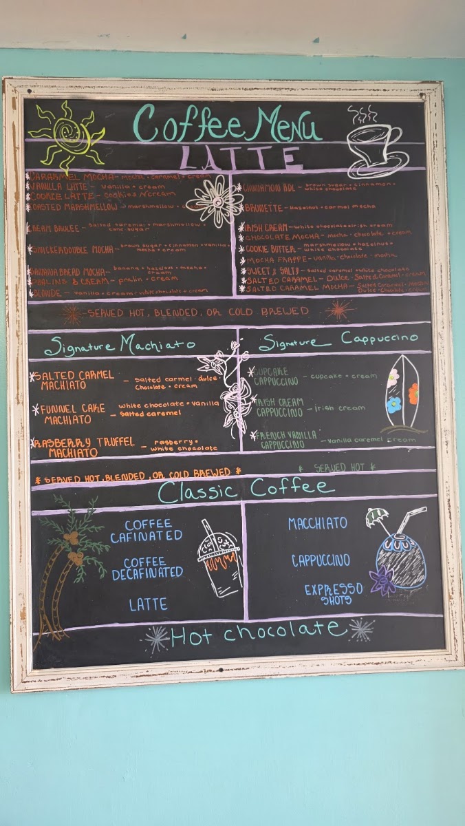 Island Time Nutrition menu board