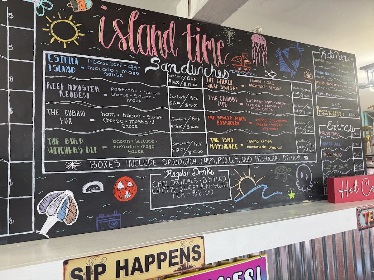 Island Time Nutrition menu board