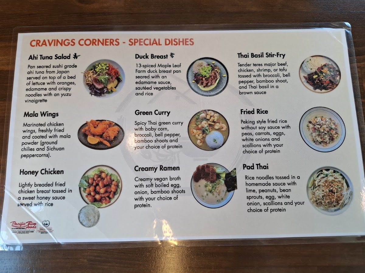 Cravings Corners menu board