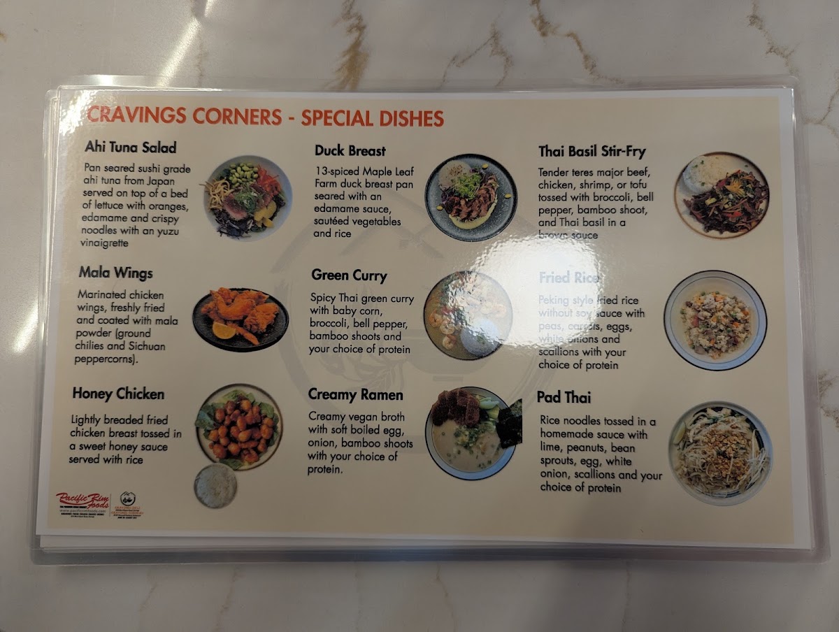 Cravings Corners menu board