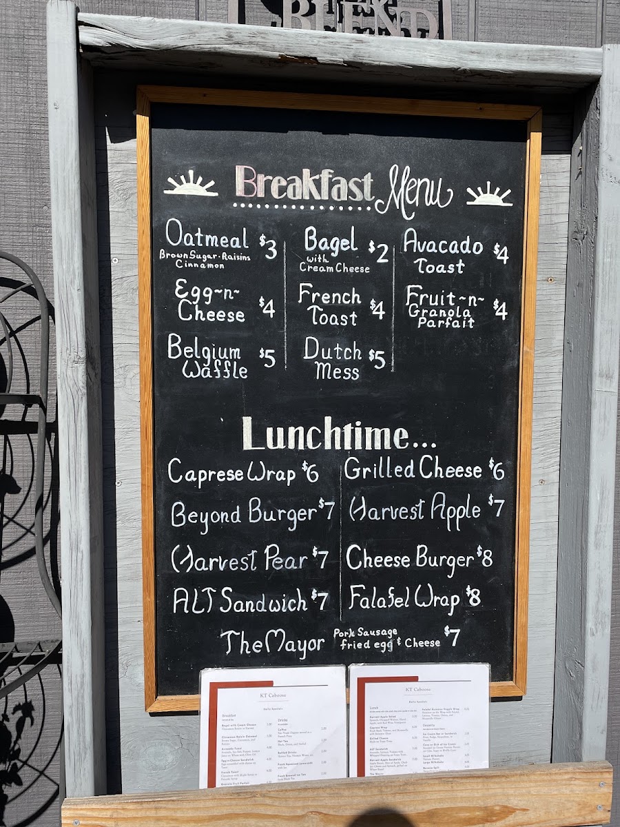 KT Caboose menu board