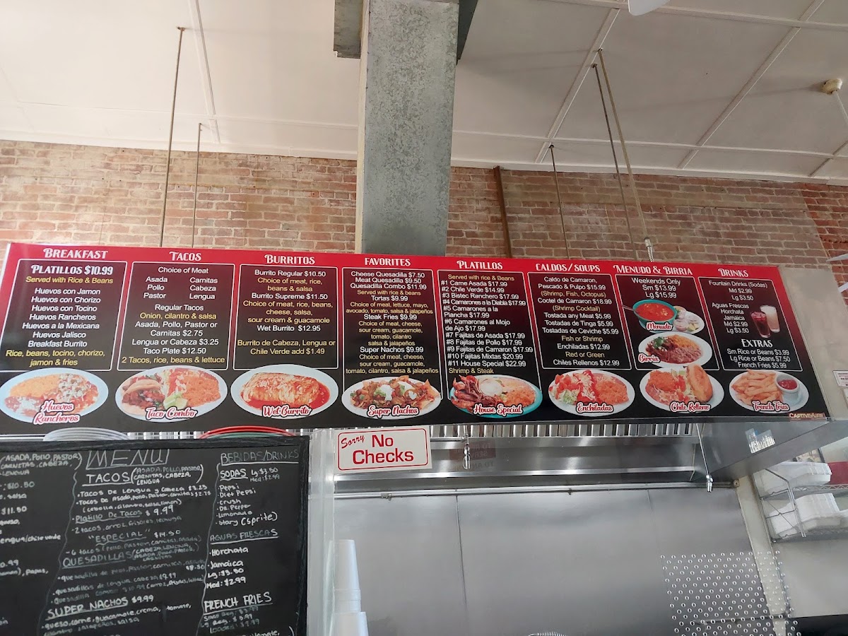 Mexican Taquería Fran menu board