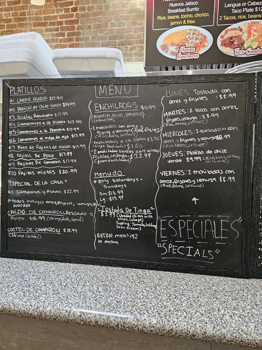 Mexican Taquería Fran menu board
