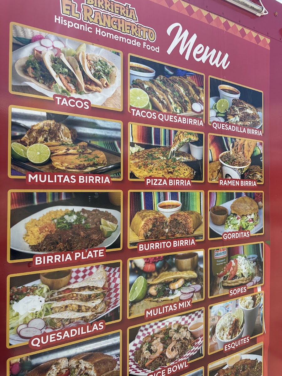 El Rancherito menu board
