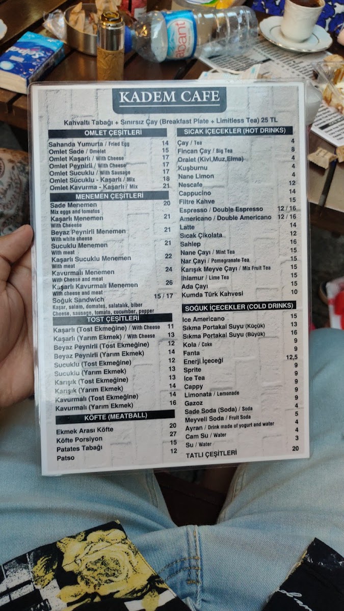 Kadem Cafe menu board