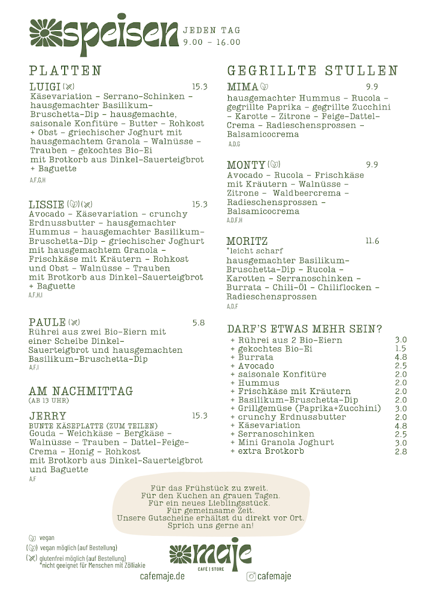 maje - café and store menu board