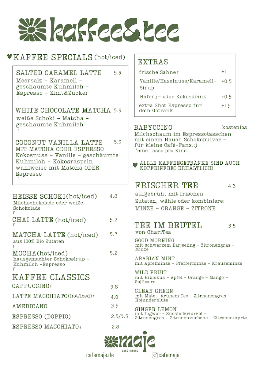 maje - café and store menu board