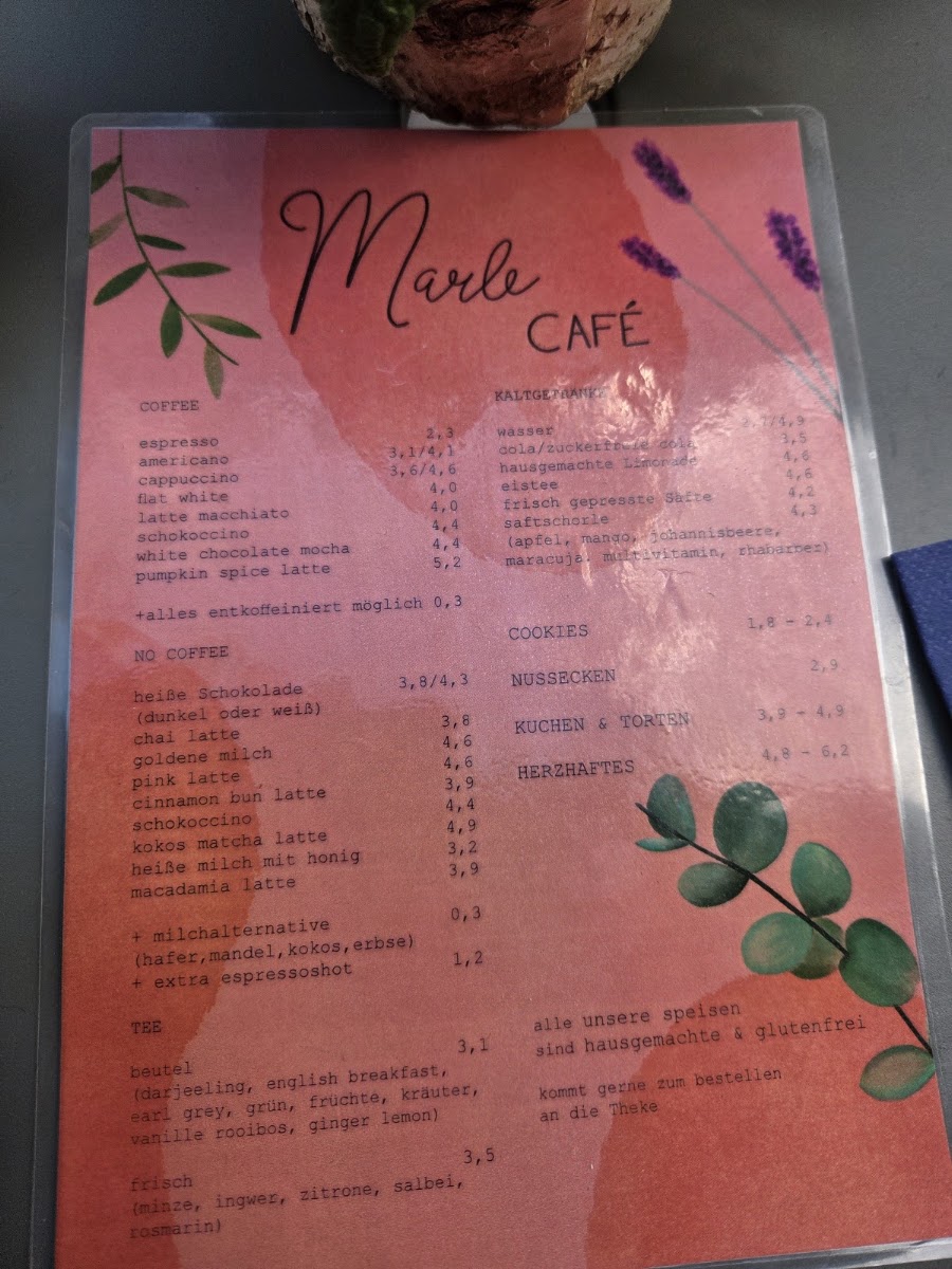 Café Marle menu board