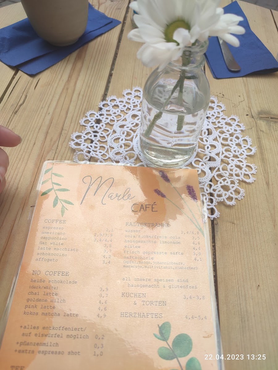 Café Marle menu board