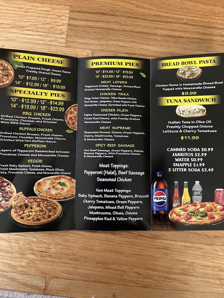 Krunchy Krust Pizza & Wings (Zabiha Halal, HMS CERT.) menu board
