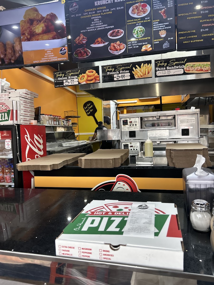 Krunchy Krust Pizza & Wings (Zabiha Halal, HMS CERT.) menu board