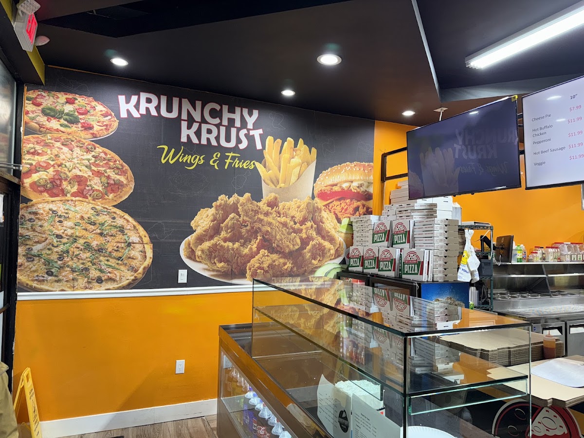 Krunchy Krust Pizza & Wings (Zabiha Halal, HMS CERT.) menu board
