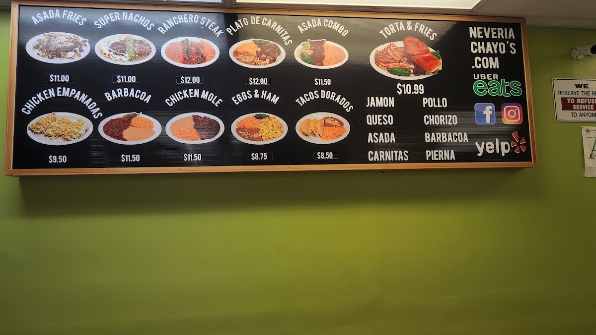 Neveria Chayos #4 menu board