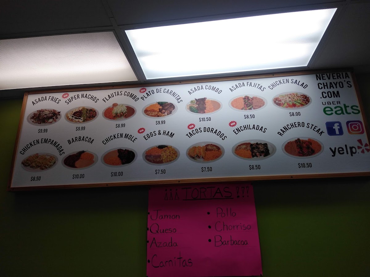 Neveria Chayos #4 menu board