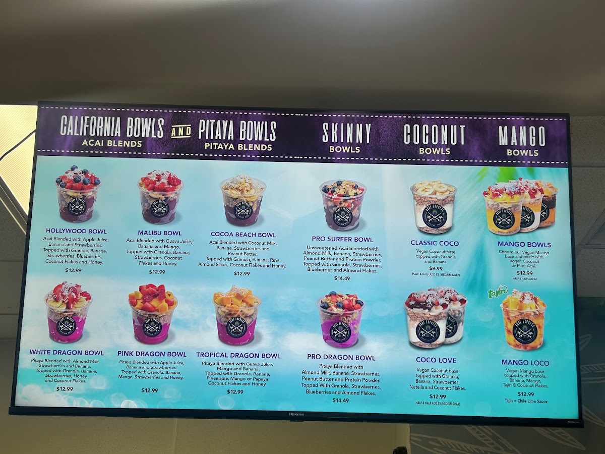 Acai Express menu board