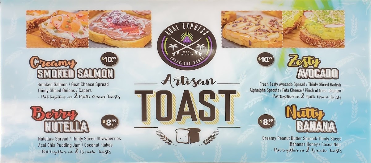 Acai Express menu board