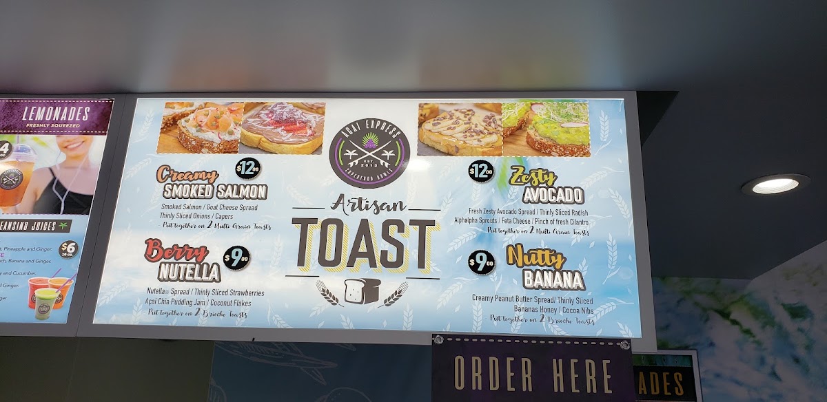Acai Express menu board