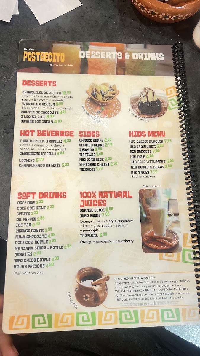 Hijos del Maiz menu board