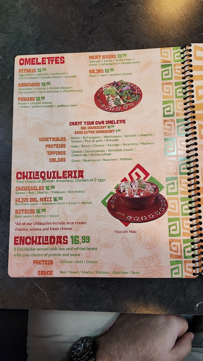Hijos del Maiz menu board