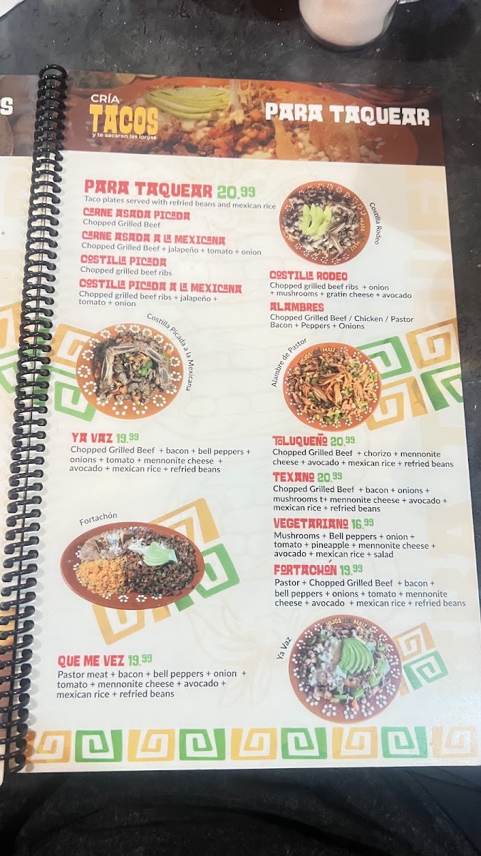 Hijos del Maiz menu board
