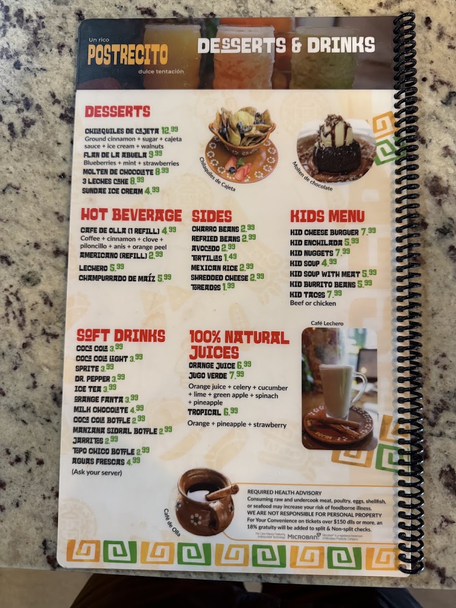 Hijos del Maiz menu board