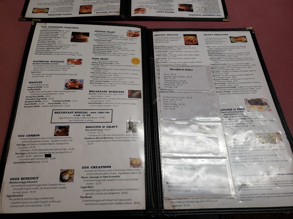 Blueberry Pancake House menu board