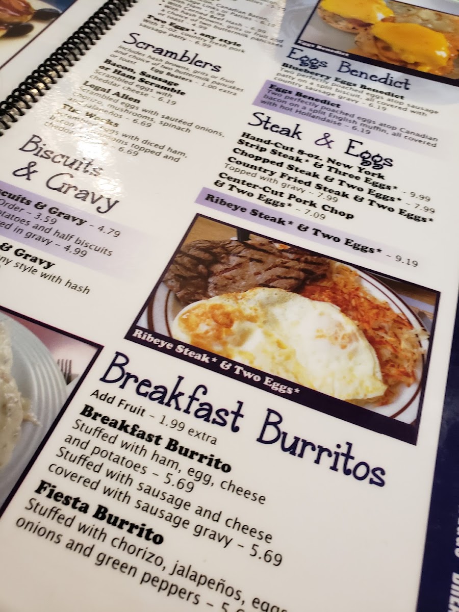 Blueberry Pancake House menu board