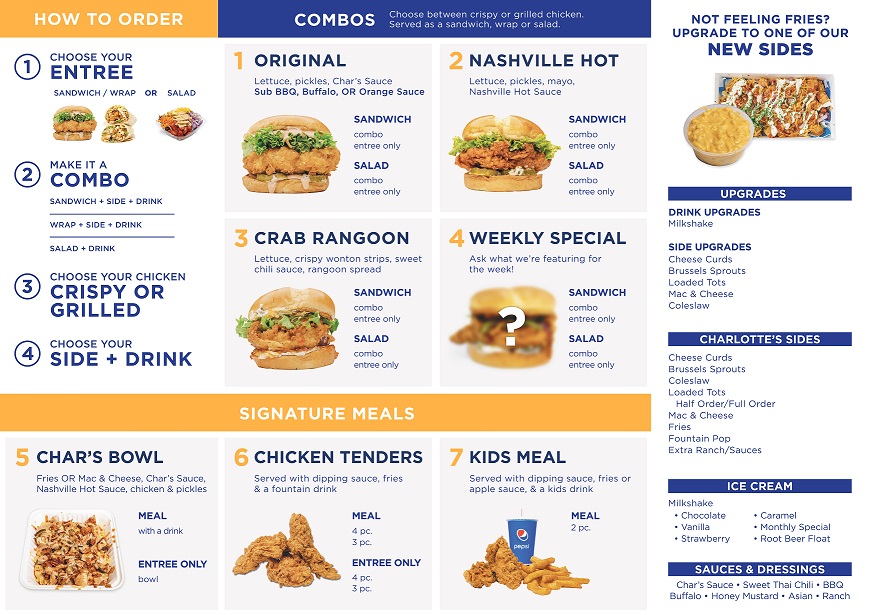 Charlotte's Kitchen menu board
