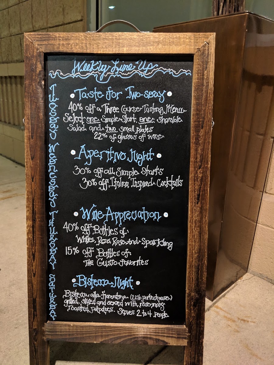 Gusto menu board